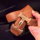 replica Hermes Orange Leather Belt Gold buckle for man (2)_th.jpg